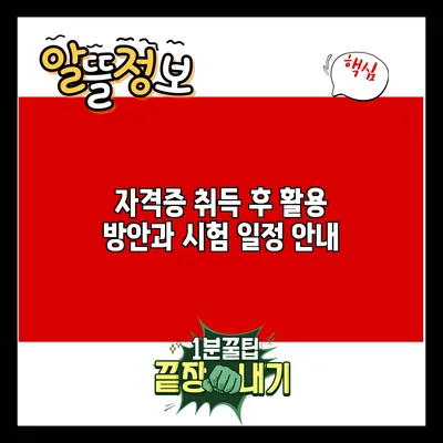자격증 취득 후 활용 방안과 시험 일정 안내